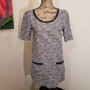 Anthropologie Postmark faux leather trim tunic top